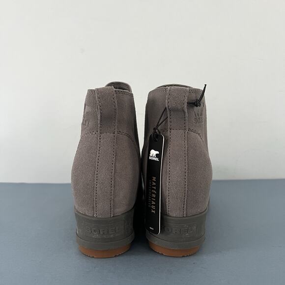 NWT Sorel Evie Quarry Gray Gum II Waterproof Leather Wedge Boots - Picture 7 of 11